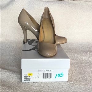 Taupe patent leather heels 3 1/2 inch heel